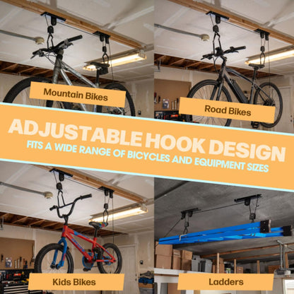 RAD Cycle Products Bike Hoist/Lift Bicycle Hoists, 2-Pack, Black