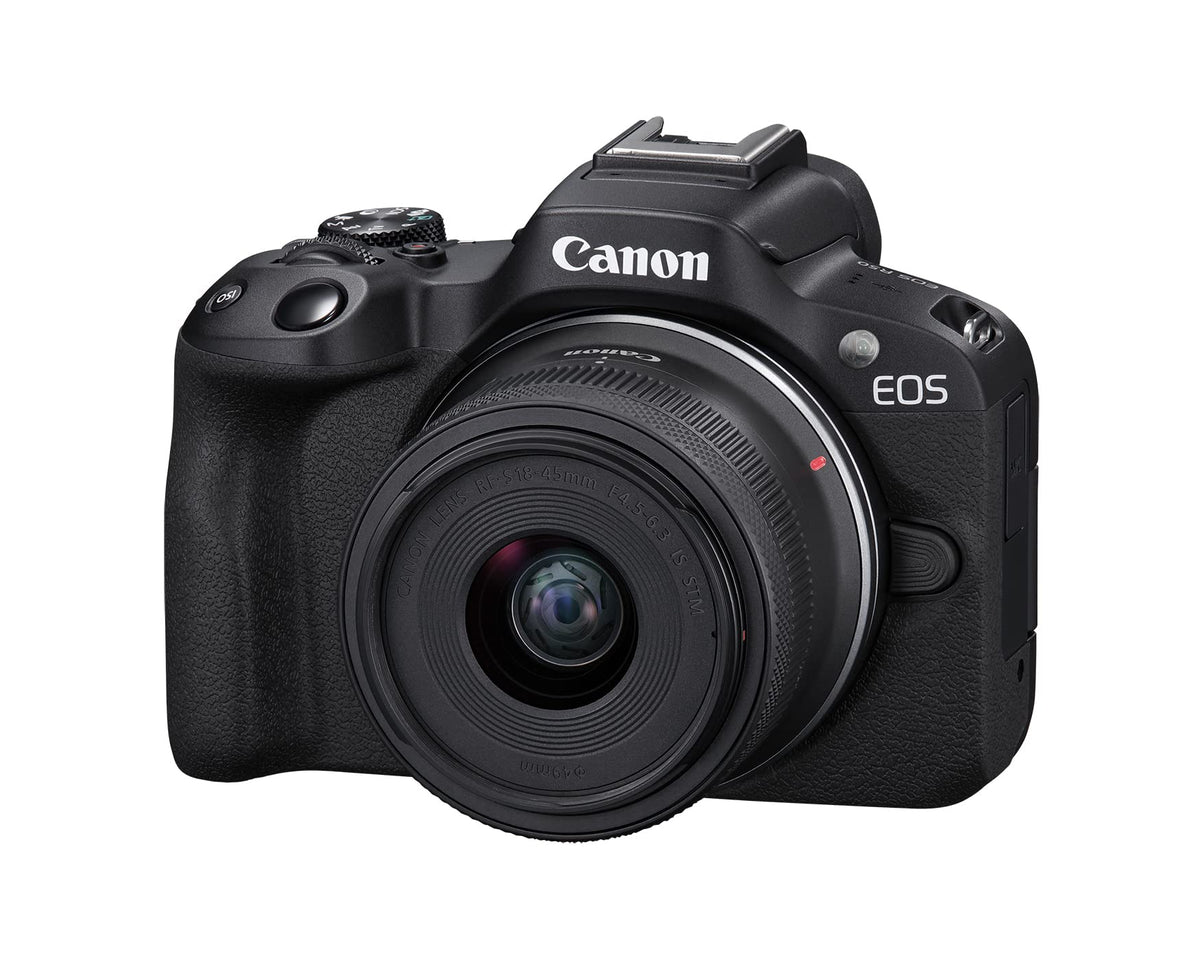 Canon EOS R50 Mirrorless Camera with RF-S18-45mm F4.5-6.3 is STM Lens Kit, 24.2MP APS-C CMOS Sensor, 4K Video, Hybrid Photo & Video Camera for Vlogging and Content Creators, RF Mount, Black
