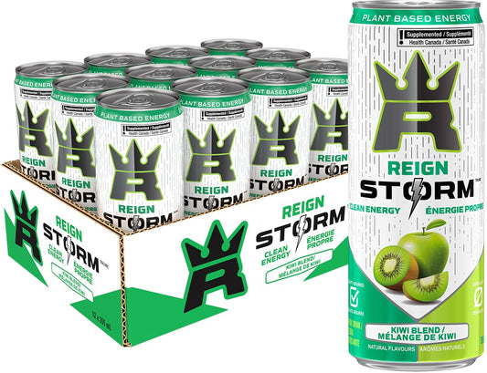 Reign Storm Kiwi Blend Energy Drink – 355 mL Cans (12 Pack) | Zero Sugar, Plant-Based Caffeine