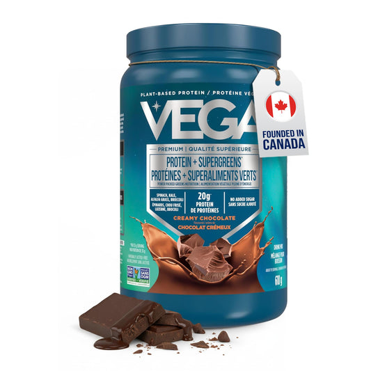 Vega Protein + Supergreens Vegan Plant Based Protein Powder – 20g Organic Pea Protein, Dairy-free, Healthy Breakfast Shake – Chocolate, 19 Servings, 618 grams (Pack of 1)