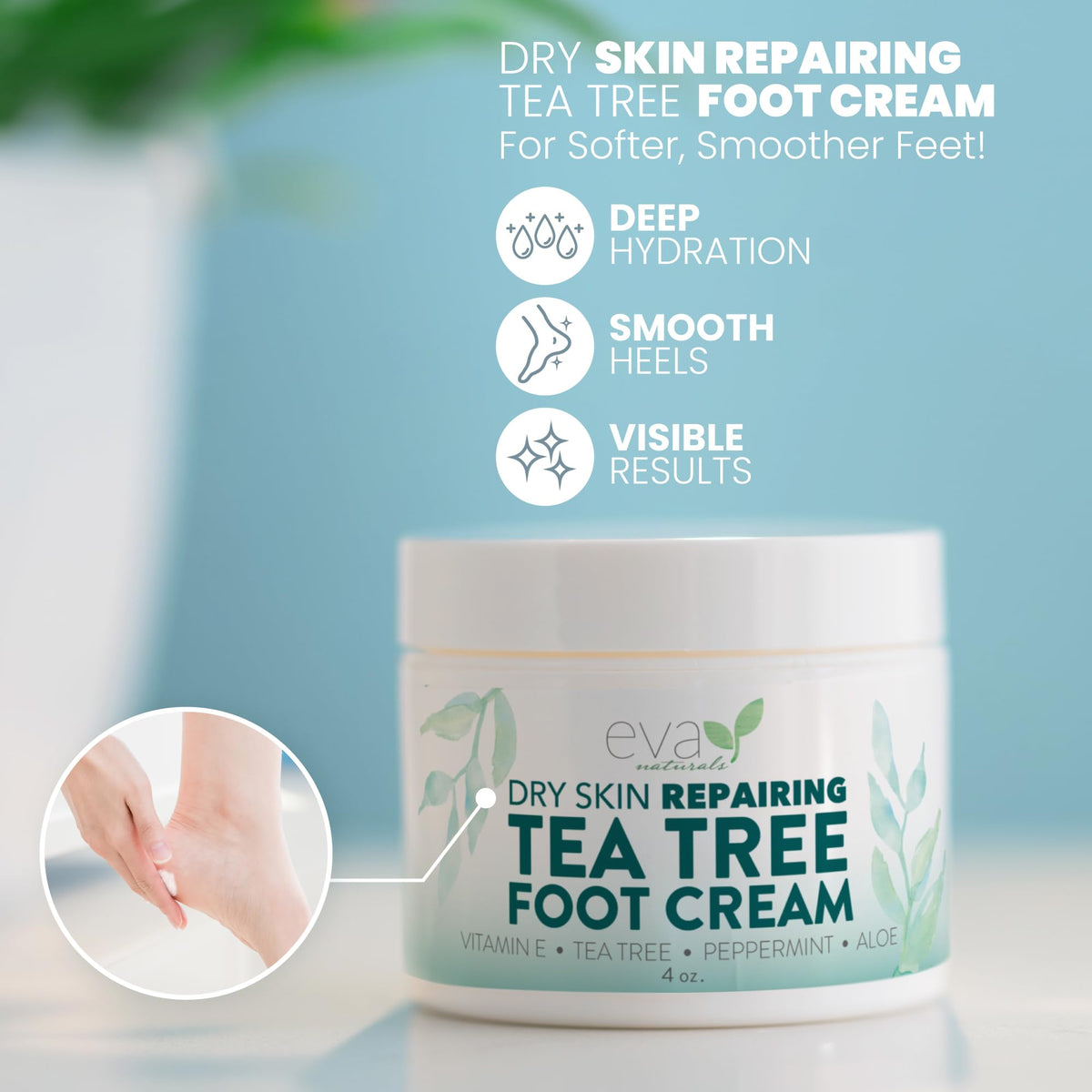 Eva Naturals Tea Tree Foot Cream with Aloe, Sunflower & Peppermint, 120 ml 🍁 All In One Marketplace Canada