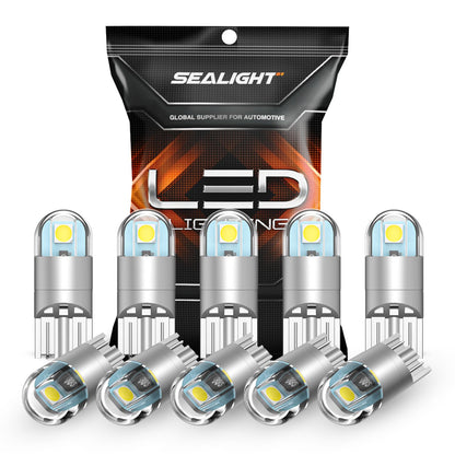 SEALIGHT 194 LED Bulbs 6000K White, 168 2825 T10 W5W 3030 Bright LED Chips, Dome Light, Map Light, Door Light, Courtesy Light, License Plate Light, Pack of 10 SEALIGHT