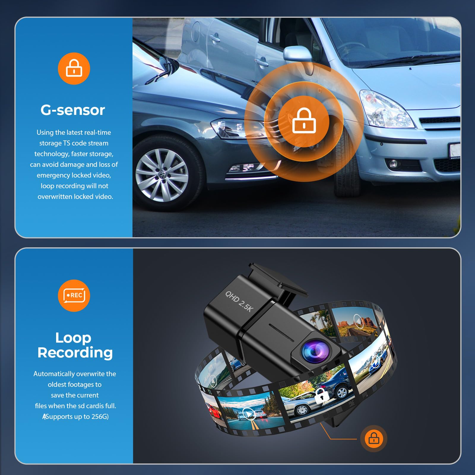 Dash Cam Front 1440P Dashcam with 32G SD Card, Dash Camera for Cars, Mini Dashcams with App,WiFi, Night Vision, G-Sensor, Loop Recording, 24H Parking Mode, Support 256GB Max
