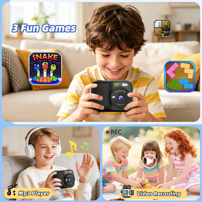 Kids Instant Print Camera with 5 Rolls Print Paper, 1080P HD Camera, Rechargeable Portable Toddler Selfie Camera, Christmas Birthday Gifts Toys for Boys Girls Age 3-12 🍁 All In One Marketplace Canada