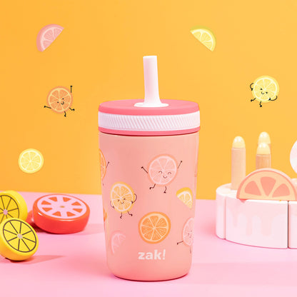 Zak Designs Happy Fruit Kelso 12oz Stainless Steel Leak-Proof Toddler Cup Zak Designs