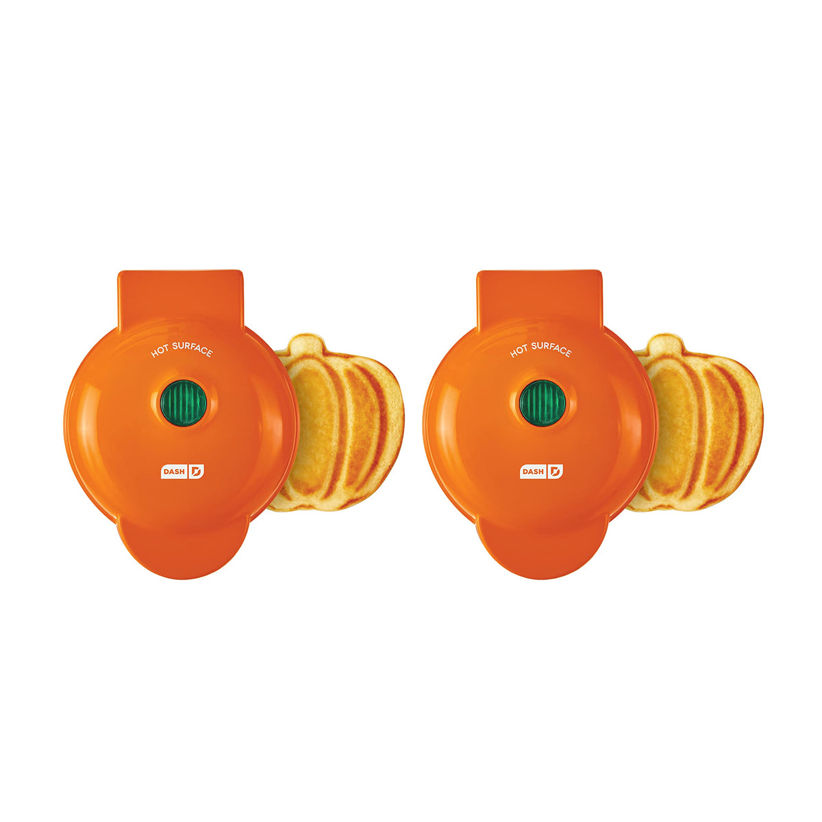 Mini gaufrier Dash (lot de 2) pour gaufres individuelles, galettes de pommes de terre, chaffles céto, avec surfaces antiadhésives faciles à nettoyer, 10 cm, Halloween, orange