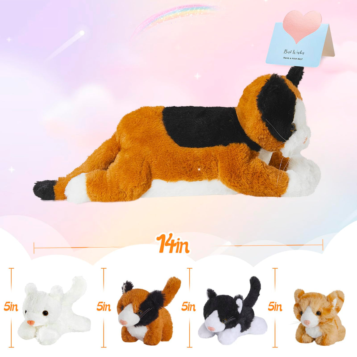 Houwsbaby Mommy Cat Stuffed Animal with 4 Baby Cats Christmas Valentines Birthday Gifts 5 Pieces Stuffed Animal Cat Set Birthday for Girls and Boys 20” 🍁 All In One Marketplace Canada