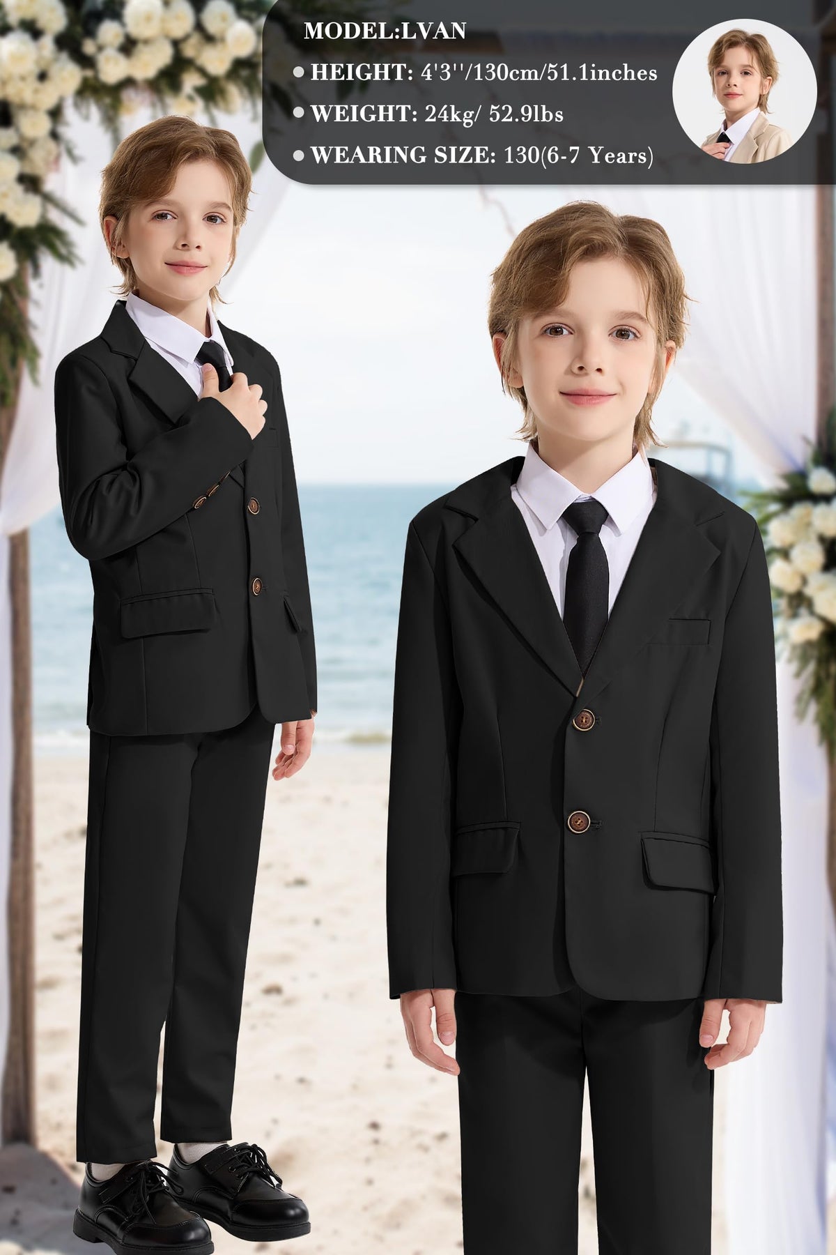 LOLANTA Boys Black Suit Tuxedo Jacket Blazer Formal Outfits(Black, 11-12Y) 🍁 All In One Marketplace Canada