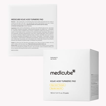 medicube Kojic Acid Turmeric Clarifying Toner Pad for Troubled Skin & Use After Spot Care, Soothing & Calming with Kojic Acid, Turmeric, Niacinamide & Glycolic Acid, Korean Skin Care, 70 Pads, 1 Pack - Available at All In One Marketplace Canada
