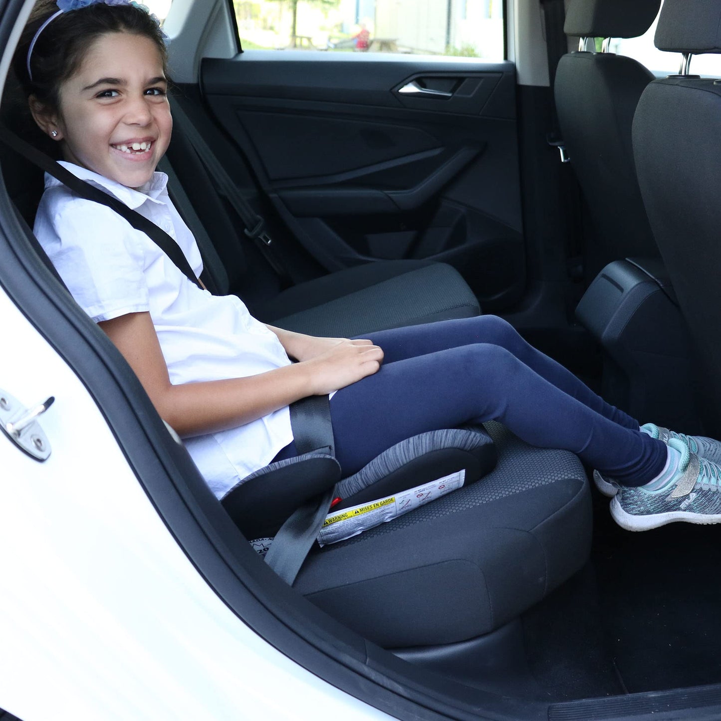 Bily No Back Booster Car Seat, Black/Grey Bily
