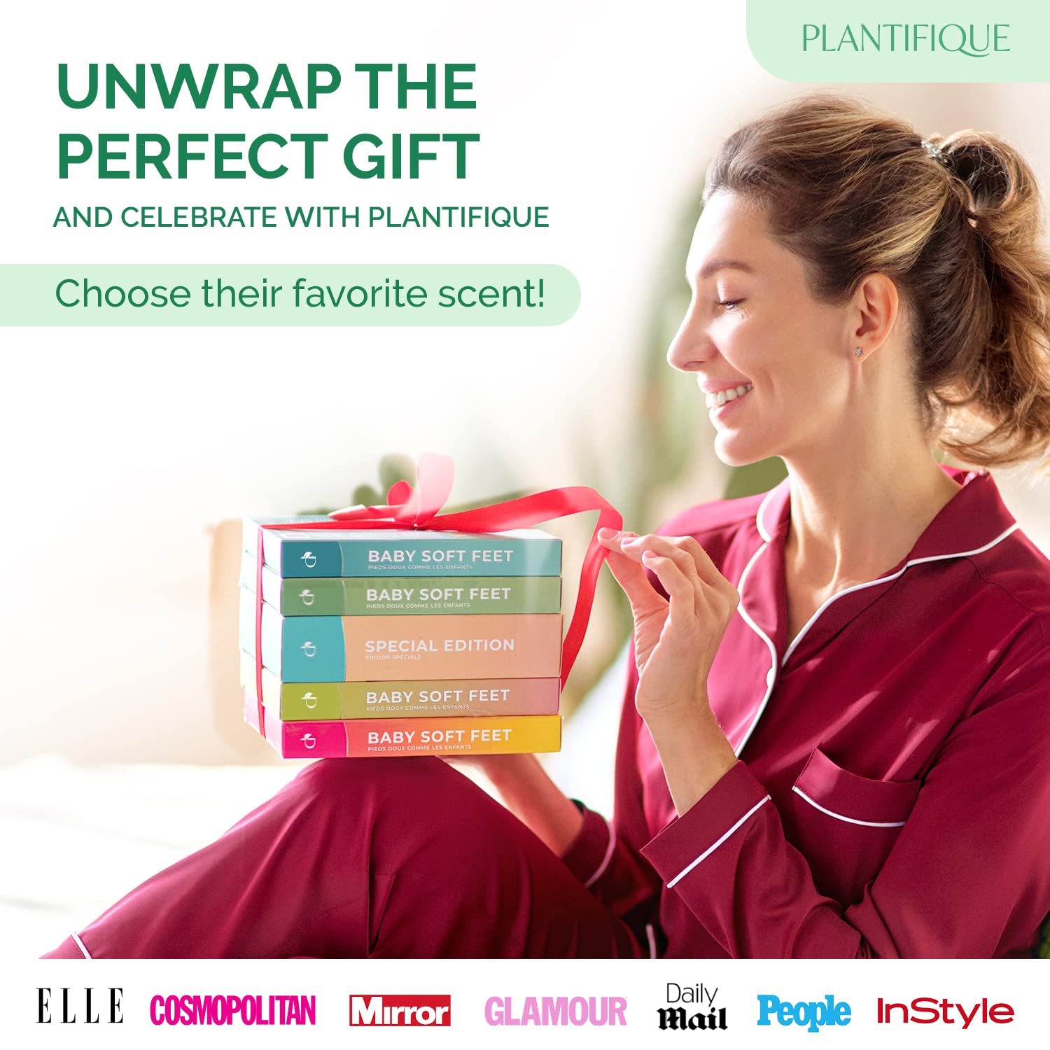 PLANTIFIQUE Foot Peel Mask Dermatologically Tested - 2 Pairs Peach Exfoliating Mask for Dry Cracked Feet - Masque Pied Peeling - Foot Care for Soft Baby Feet - Available at All In One Marketplace Canada