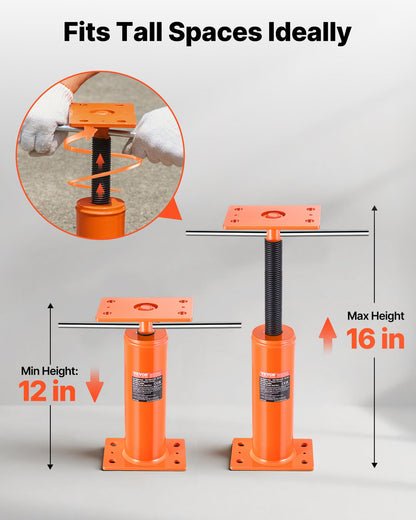 VEVOR House Floor Jacks, 2 Pack, 12"-16" Height Range, 9700 lbs Max Load Capacity Per Unit, Adjustable Support Beam Basement Jack Post Pole for Leveling, Steel Telescoping Jack for Temporary Support VEVOR
