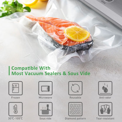 Food Vacuum Sealer Bag Rolls: KitchenBoss 6 Rolls Food Saver Bags,6 8 11 inch Sous Vide Bags Rolls with BPA Free, Commercial Grade Vac seal Bags for All Vacuum Sealer - Available at All In One Marketplace Canada