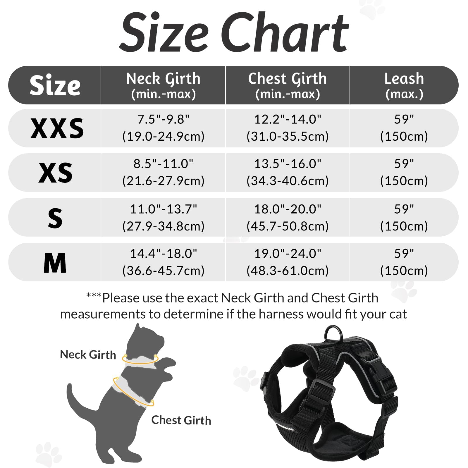 rabbitgoo Cat Harness and Leash for Walking, Escape Proof Soft Adjustable Vest Harnesses for Small Medium Cats, Easy Control Breathable Reflective Strips Jacket, XS, Black