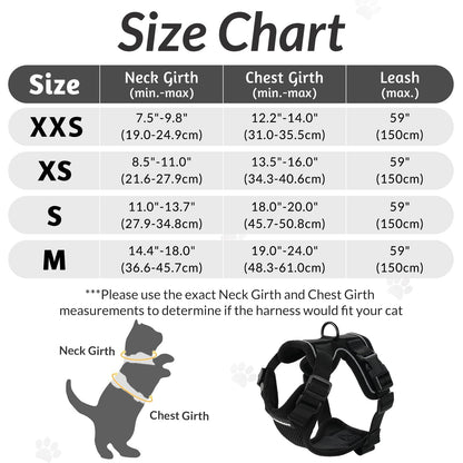 rabbitgoo Cat Harness and Leash for Walking, Escape Proof Soft Adjustable Vest Harnesses for Small Medium Cats, Easy Control Breathable Reflective Strips Jacket, XS, Black
