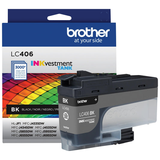 Brother Genuine LC406BKS Standard Yield Black Ink Cartridge, Original Ink Replacement Cartridge, Ink for Brother Inkjet Printers MFC-J4335DW, MFC-J4535DW, MFC-J5855DW 🍁 All In One Marketplace Canada Brother