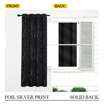 NICETOWN Halloween Blackout Curtains for Living Room - Foil Printed Shiny Stripes Pattern Thermal Insulated Blackout Drapes for Bedroom Kitchen Loft Cafe Window (2 Panels, 52" Wide by 63" Long)