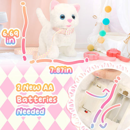 Tagitary Plush Toys Electronic Toy Cat That Walking and Meowing,Tail Wagging Interactive Toy Cat for Kids with Leash,Easter Christmas Birthday Gift for Toddlers Kids 🍁 All In One Marketplace Canada