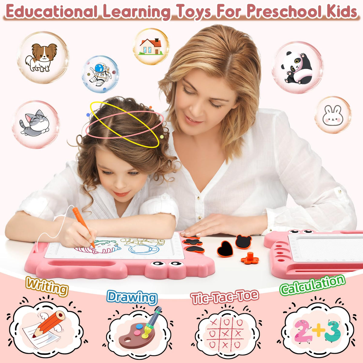 AiTuiTui Travel Size Magnetic Drawing Board Toddler Toys Gift for 3 4 Year Old Girls, Travel Sketch Writing Doodle Pad Educational Learning Kids Toys for Toddlers Age 3-5 Easter Birthday Christmas 🍁 All In One Marketplace Canada