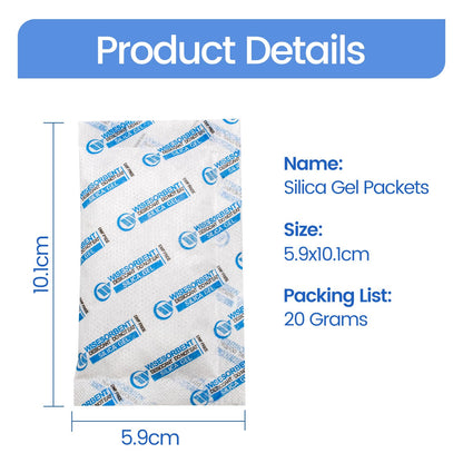 Wisesorb Silica Gel Packets, 20 Gram 15 Packs Dessicant Packets for Storage, Pure and Safe Silica Gel Desiccant Packs, Humidity Packs