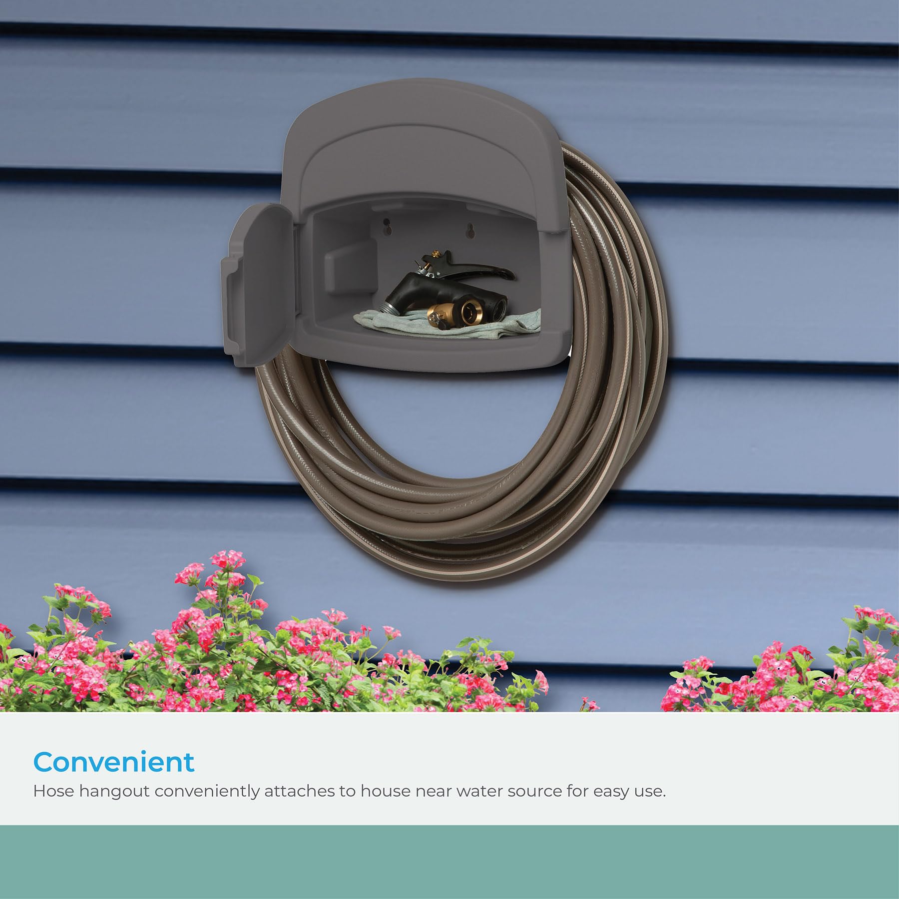 Suncast DHH150ST Deluxe Hangout Hose Hanger,Stoney Gray,1 Count (Pack of 1) - Available at All In One Marketplace Canada
