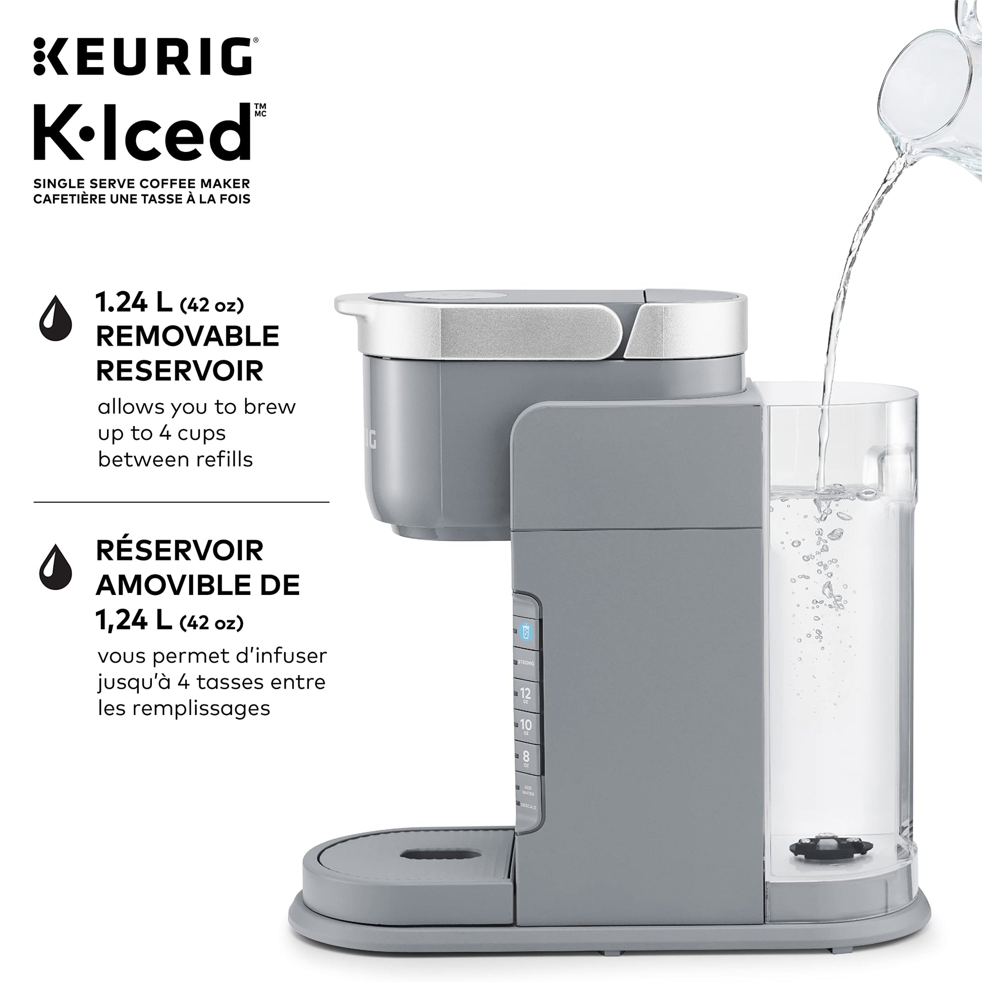 Keurig K-Iced Single Serve K-Cup Pod Coffee Maker, Featuring Simple Push Blue Button Brew Over Ice, Grey - Available at All In One Marketplace Canada