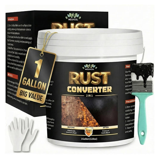Meuvcol 2-in-1 Rust Converter & Metal Primer, 35 Floz Black Rust Remover Paint For Metal, Ultra Automotive Rust Reformer & Seal, Long-Lasting Rust Preventative Coating, Rust Inhibitor Repair Kit