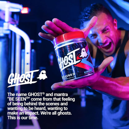 Ghost Legend All Out Pre Workout Powder | Increased Energy, Pumps, Focus | L-Citrulline, Beta Alanine, Beta Alanine Blend | Vegan, Gluten Free, Sugar Free | 40 Servings, 400g (Blue Raspberry)