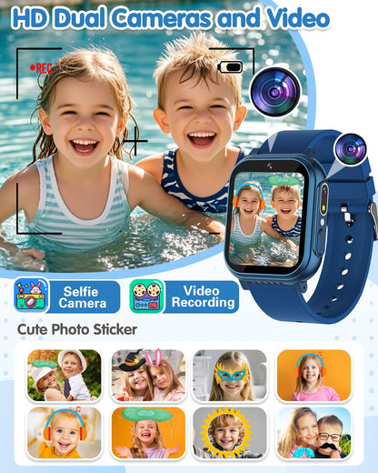 Waterproof Watch for Kids with 32 Games Dual Camera, Habit, Alarm, Pedometer, HD Touchscreen with Protector, Kids Watch Toys for Age 5-12 Christmas Birthday Gift Boys Girls(Blue) 🍁 All In One Marketplace Canada