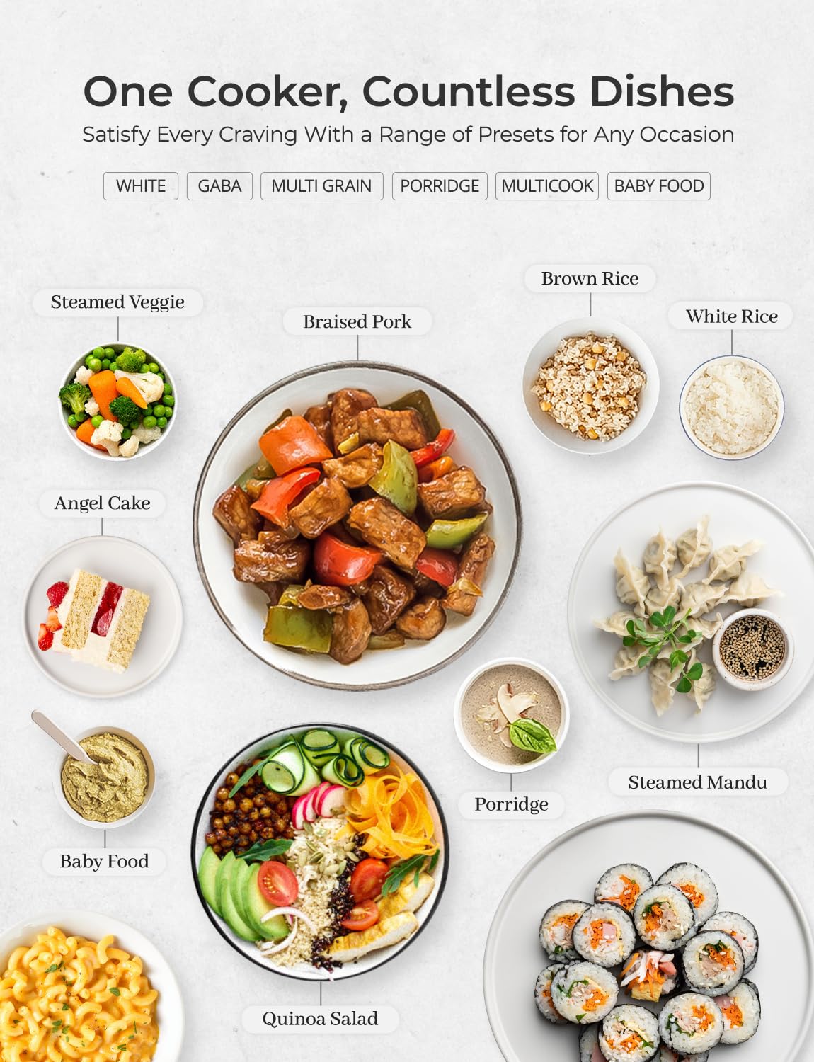 CUCKOO Rice Cooker 6 Cup Uncooked / 12 Cup Cooked, Modern Fuzzy Logic Rice Cooker Small with Delay Timer & Keep Warm Setting, Versatile Food Steamer for Cooking, Non-Stick Inner Pot, Gray (CR-0675FG) CUCKOO
