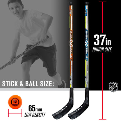 Franklin Sports Youth Street Hockey Set - Includes 2 Street Hockey Sticks and 1 Street Hockey Ball - Official NHL Licensed Product - Perfect Hockey Starter Set for Kids Franklin Sports