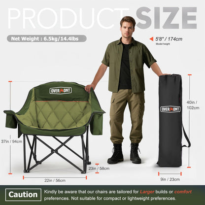 Overmont Oversized XL Camping Chair for Adults - 400lbs Support Heavy-Duty Padded Folding Chair with Side Pocket Cup Holder Cooling Bag for Outdoor Sports Garden Beach Fishing Lawn Green 🍁 All In One Marketplace Canada