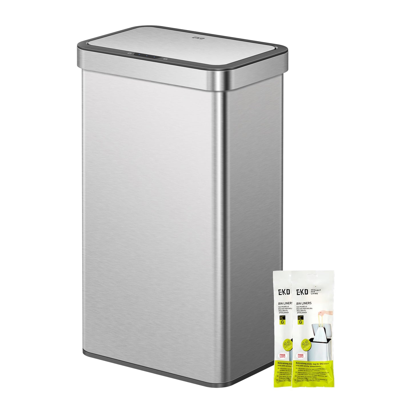 EKO Nova Sensor Trash Can, 21 Gallon/80 Liter Stainless Steel Rectangular Touchless Motion Sensor Trash Can, Matte Metallic 🍁 All In One Marketplace Canada