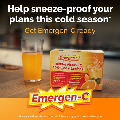 Emergen-C® Super Orange (30 Count), 1000mg Vitamin C / Electrolytes / B Vitamins Mineral Supplement