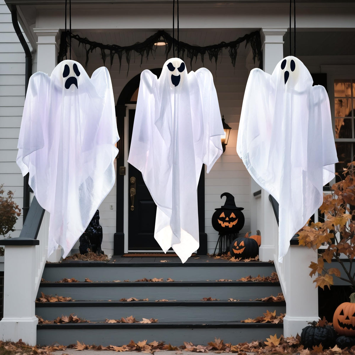 JOYIN 3 PCS Halloween Party Decorations 27.5" Hanging Ghosts, Cute Flying Ghosts for Front Yard Patio Lawn Garden Party Décor and Holiday Decorations 🍁 All In One Marketplace Canada