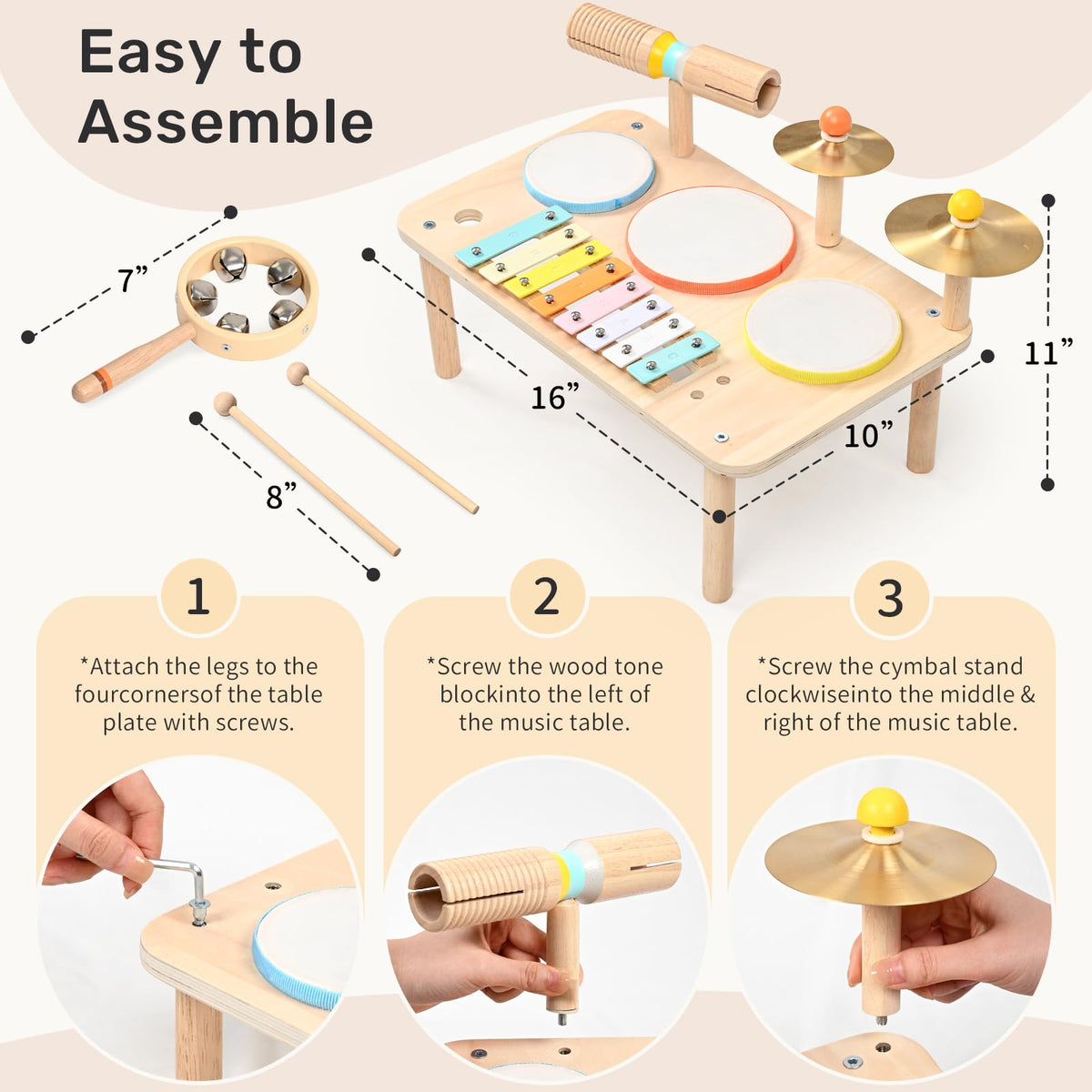 WINGYZ Kids Drum Set, 9-in-1 Wooden Musical Instruments with Xylophone 🍁 All In One Marketplace Canada