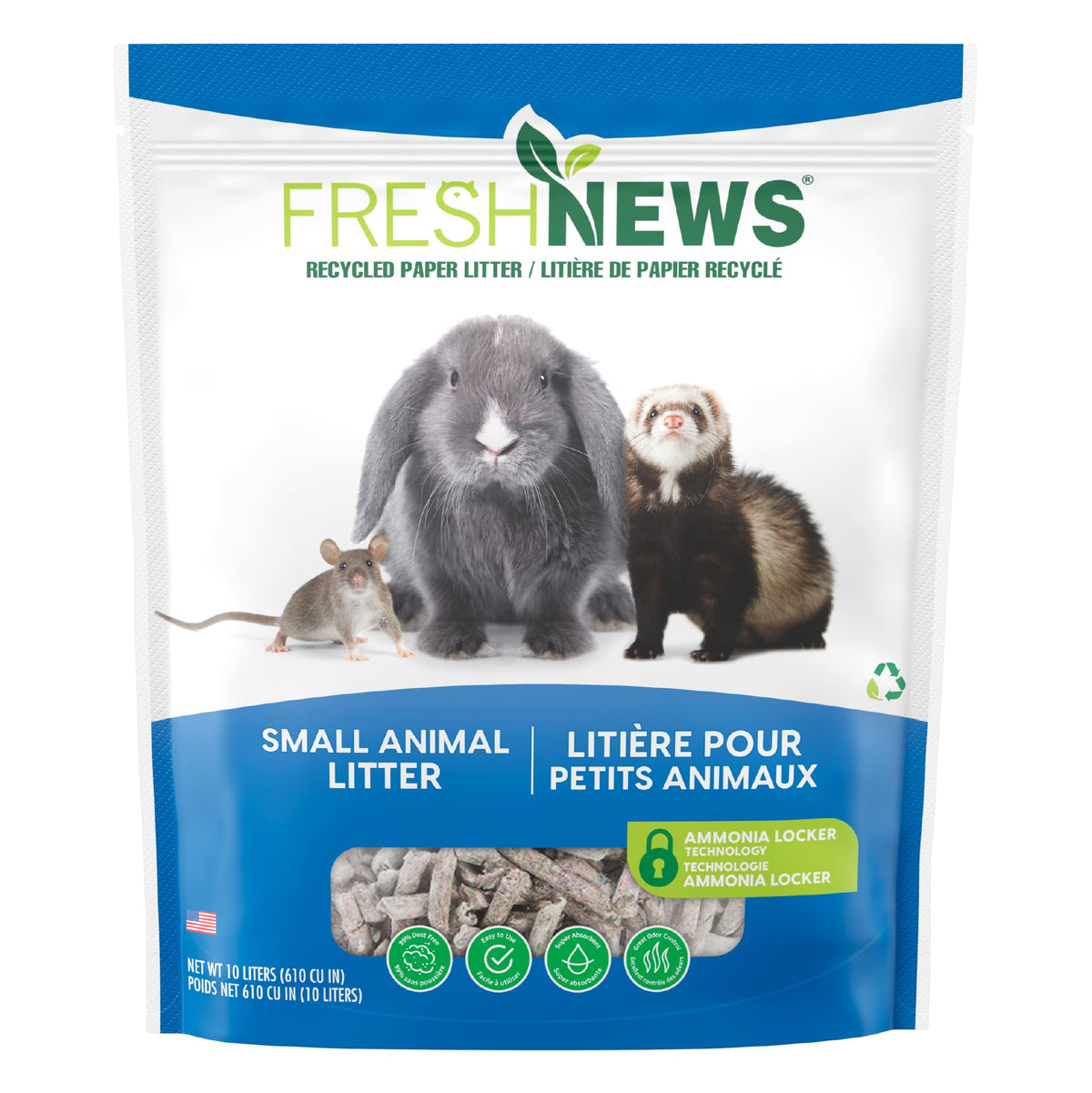 Fresh News Paper Small Animal Litter, 10,000cc Gray 1 Count (Pack of 1)