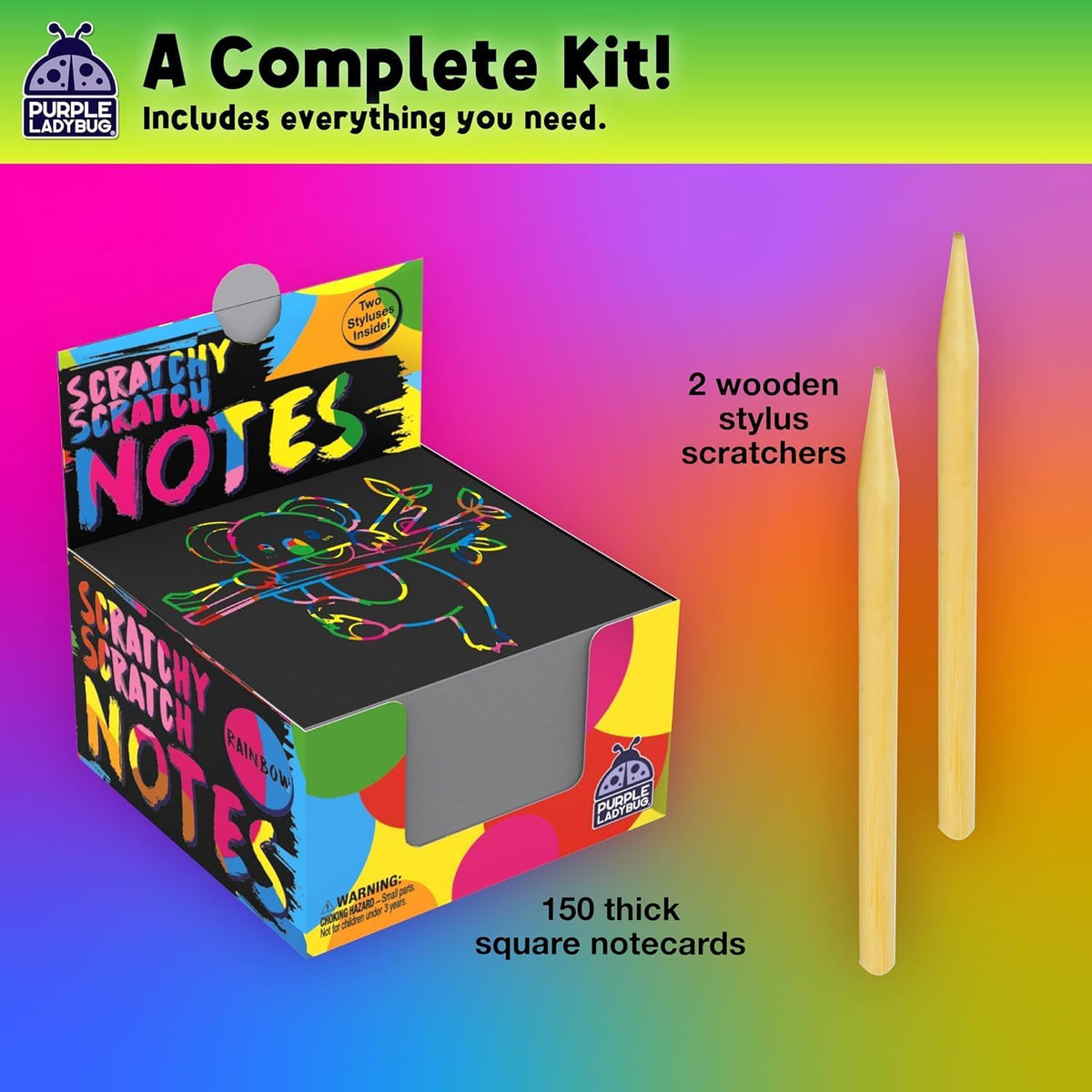150 Rainbow Scratch Art Paper Mini Notes - Ideal Stocking Stuffers for Kids 🍁 All In One Marketplace Canada