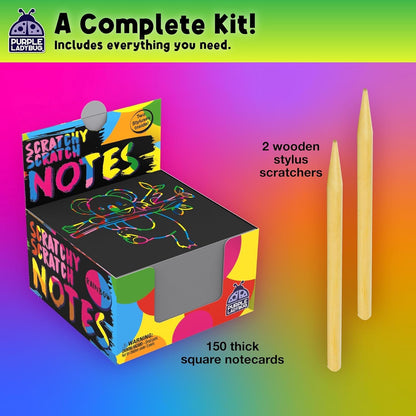 150 Rainbow Scratch Art Paper Mini Notes - Ideal Stocking Stuffers for Kids 🍁 All In One Marketplace Canada