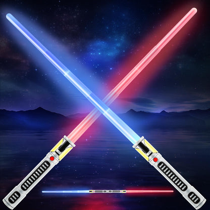 Light Up Saber for Kids 2 in 1 Retractable 7 Colors LED Light Sword Toy with Motion Sensitive FX Sound for Christmas, Halloween, Galaxy War Fighters 2 Pack 🍁 All In One Marketplace Canada