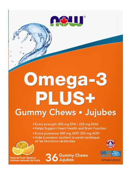 NOW Supplements, Omega-3 Fish Oil Gummy Chews, Natural Fruit Flavour, 36 Gummy Chews