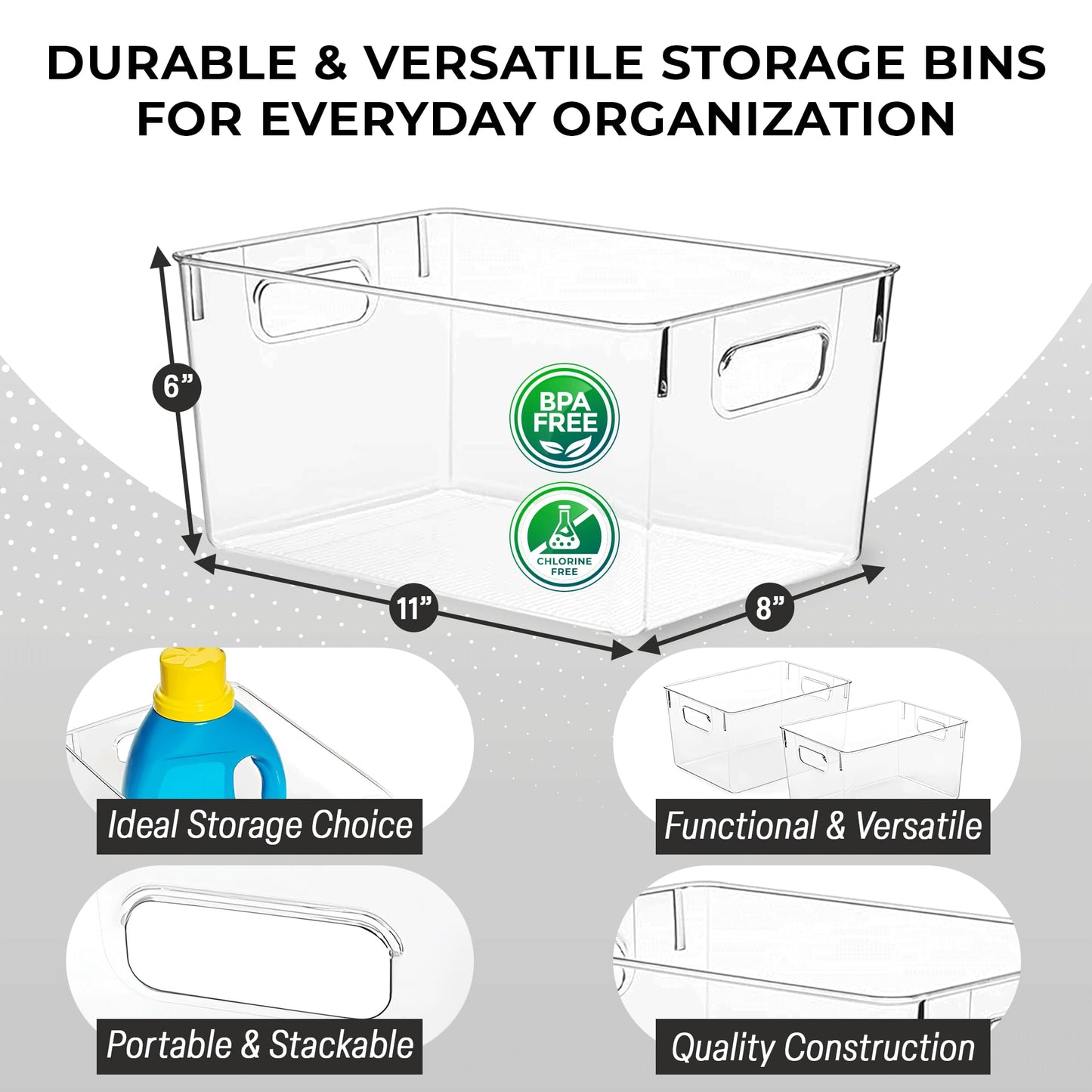 ClearSpace Clear Plastic Storage Bins – Pantry Organizers & Storage Containers, Cabinet Organizer - Home Organization Must Haves for Kitchen, Laundry Room, Office, Closet, Garage & Freezer - Available at All In One Marketplace Canada