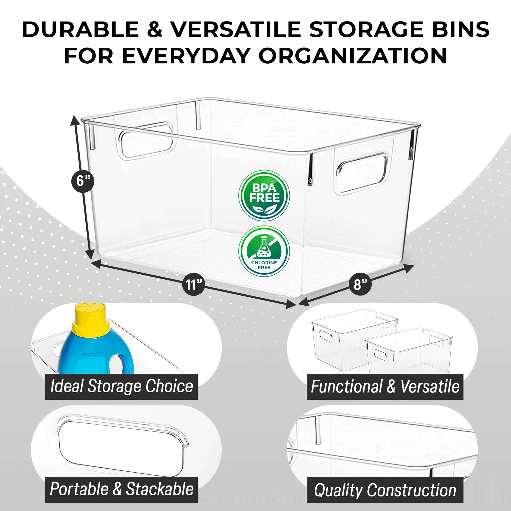 ClearSpace Clear Plastic Storage Bins – Pantry Organizers & Storage Containers, Cabinet Organizer - Home Organization Must Haves for Kitchen, Laundry Room, Office, Closet, Garage & Freezer - Available at All In One Marketplace Canada