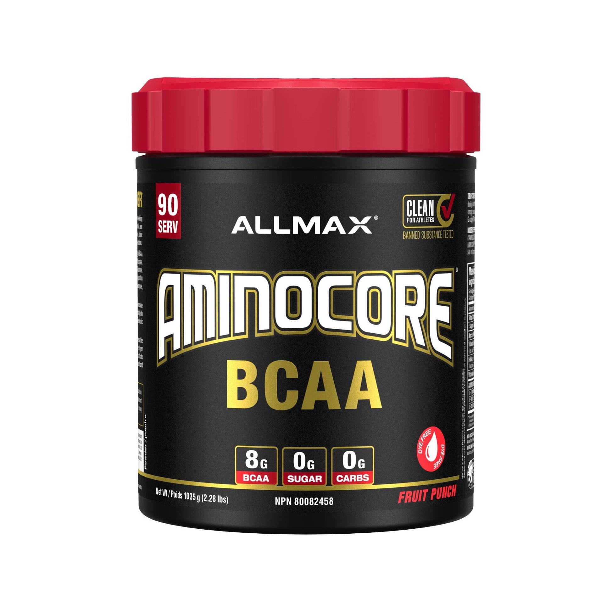 ALLMAX AMINOCORE BCAA Powder, Fruit Punch, 90 Servings, 1035 g ALLMAX