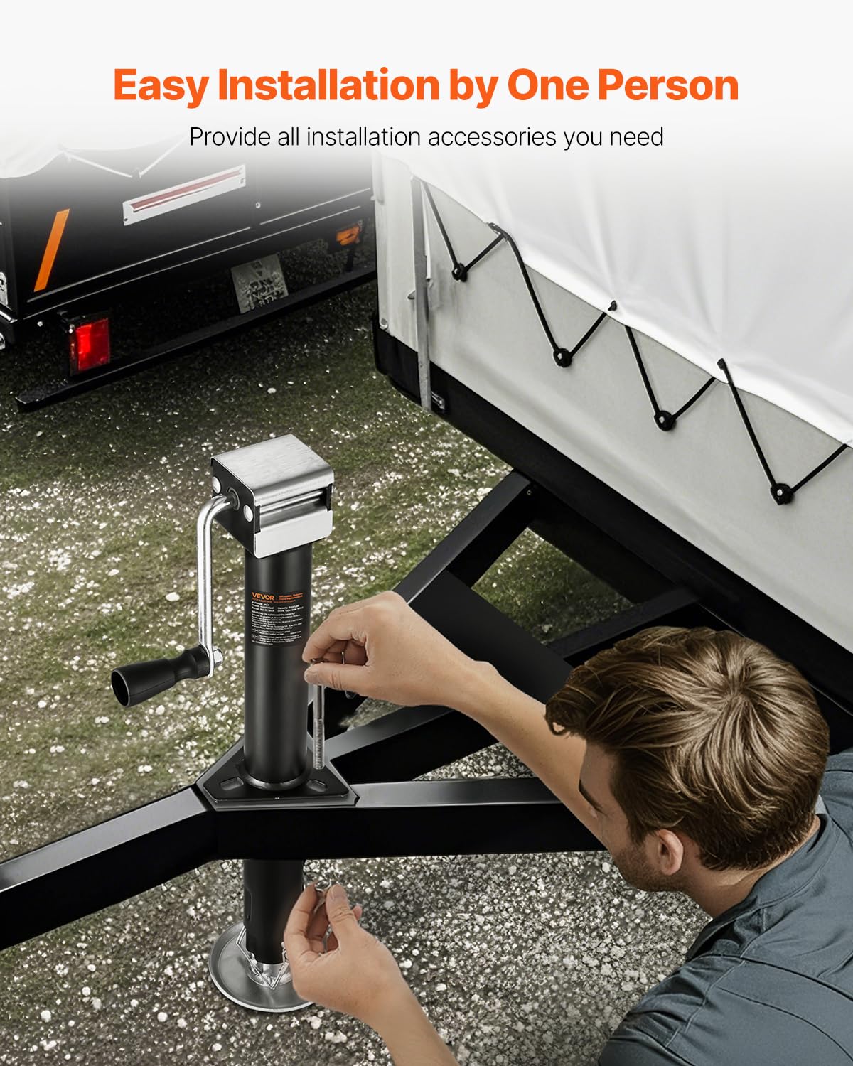 VEVOR A-Frame Trailer Jack, 5000 lbs Dynamic Load Capacity, Trailer Jack Stand with Handle & Rectangular Footpad, 15-inch Vertical Travel, Suitable for RV, Horse, Utility Trailers, Yacht Trailers VEVOR