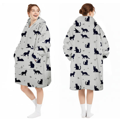 Queenshin Oversized Wearable Blanket Fluffy Hoodie for Women Men Girls Cat 🍁 All In One Marketplace Canada