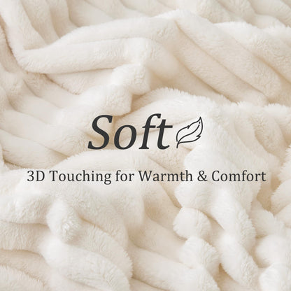 BEDELITE Fuzzy Throw Blankets Room Decor - Soft Cozy Fluffy Fleece Plush Warm Blanket, Cream White for Couch Sofa Bed, Bedroom Living Room Decor, Couverture, Gifts for Women Men Friends, 50"x60"