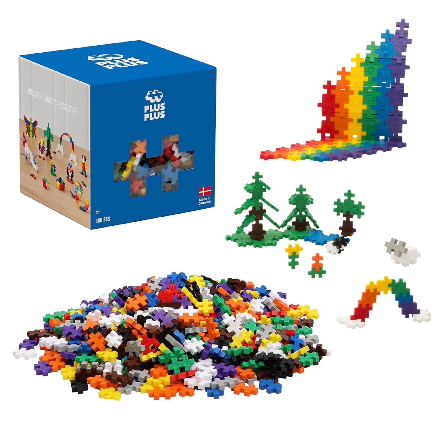 PLUS PLUS - 600 Pcs 12 x 20 mm Basic Colors Set Building Blocks PLUS PLUS