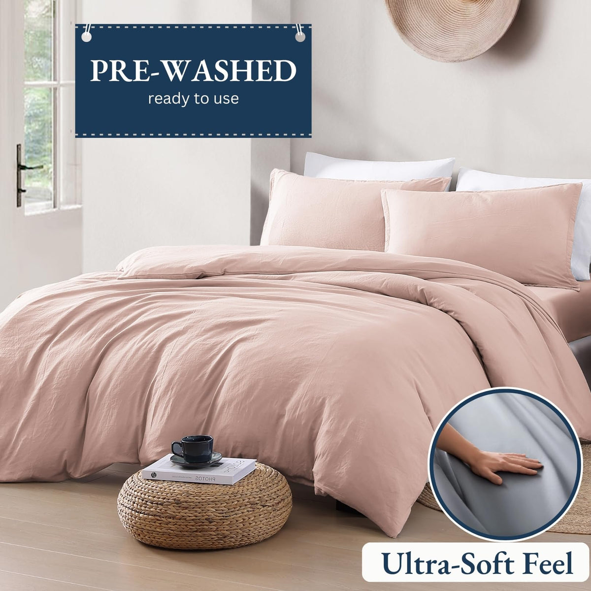 Queen Duvet Cover, Pre-Washed Soft Microfiber 3 Piece Set - Sepia Rose 🍁 All In One Marketplace Canada