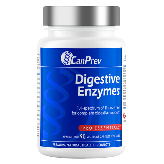 CanPrev - Digestive Enzymes Supplement, 90 Capsules 30-Day Supply - Full Spectrum of 11 Digestive Enzymes for Stomach Gas, Digestion, Indigestion and Bloating Relief - Helps Break Down Proteins - Available at All In One Marketplace Canada
